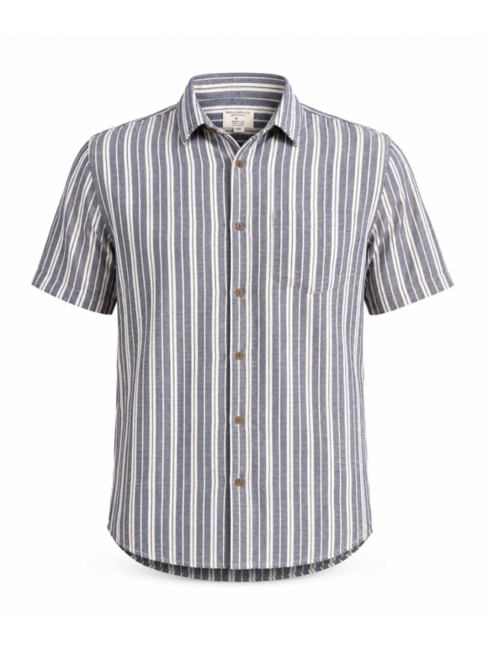 Distortion Men’s White/Black Striped Button Up Short Sleeve Casual Shirt Sz M